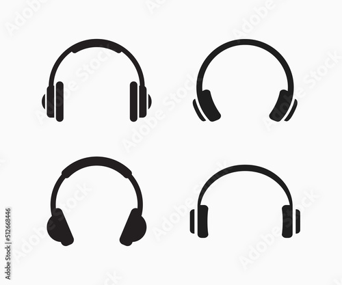 Set of headphones icon. Headphone silhouettes vectors. Headset icons