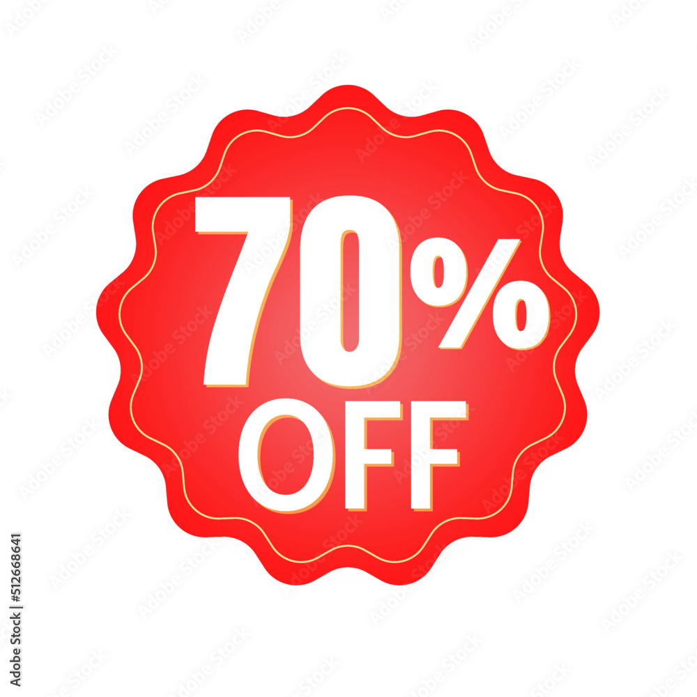 70% percent off, with red sticker design (banner) and luminosity detail in the center, online discount, mega sale, vector illustration 70% percent off, with red sticker design (banner) and luminosity detail in the center, online discount, mega sale, vector illustration