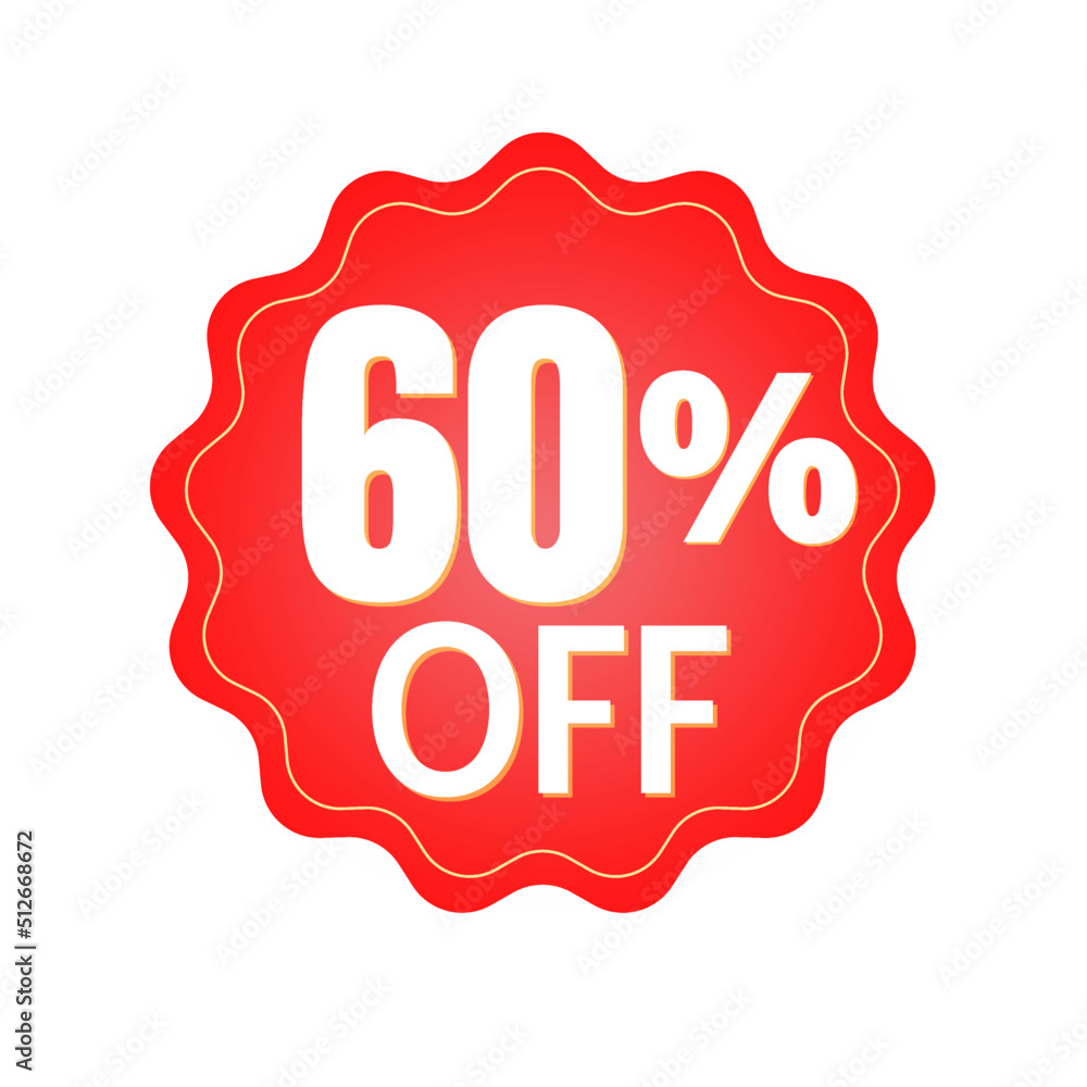 60% percent off, with red sticker design (banner) and luminosity detail in the center, online discount, mega sale, vector illustration 60% percent off, with red sticker design (banner) and luminosity detail in the center, online discount, mega sale, vector illustration