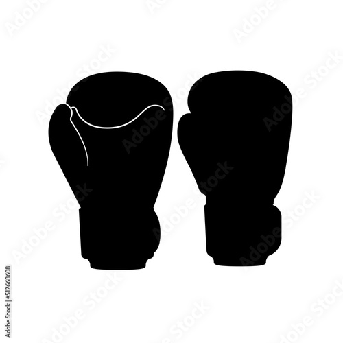 Boxing Gloves Silhouette. Black and White Icon Design Element on Isolated White Background