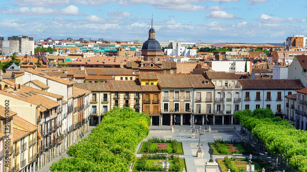 Central square of the world heritage city of Alcala de Henares in Madrid.