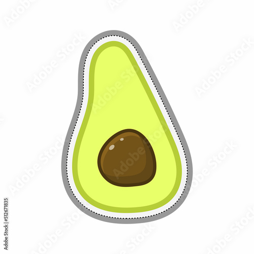 Avocado sticker cartoon style .Vector illustration.