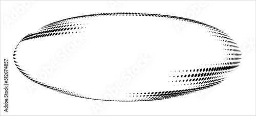 Oval dotted or polka dot frame. Halftone dotted line. Vector.