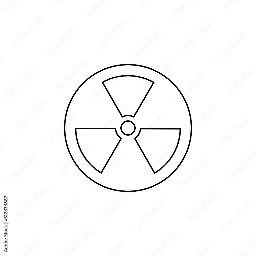 Toxic sign, symbol. Warning radioactive zone graphic vector. Icon outline style modern design Isolated on Blank Background. Vector illustration of chemical. Radioactive warning line circle sign Toxic sign, symbol. Warning radioactive zone graphic vector. Icon outline style modern design Isolated on Blank Background. Vector illustration of chemical. Radioactive warning line circle sign