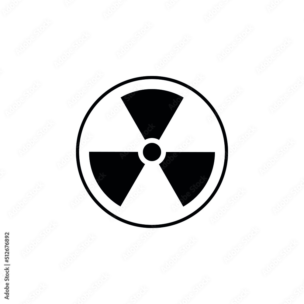 Toxic sign, symbol. Warning radioactive zone graphic vector. Icon flat style modern design Isolated on Blank Background. Vector illustration of chemical. Radioactive warning black circle sign Toxic sign, symbol. Warning radioactive zone graphic vector. Icon flat style modern design Isolated on Blank Background. Vector illustration of chemical. Radioactive warning black circle sign
