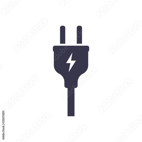 Electric plug power vector consumption ac symbol icon. Electric plug icon illustration isolated adapter cable connect