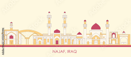 Cartoon Skyline panorama of city of Najaf, Iraq - vector illustration photo