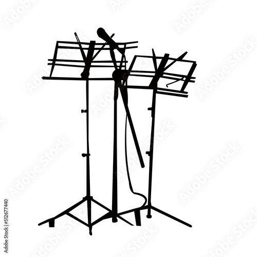 a music stand and microphone, silhouette vector