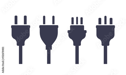 Electric plug power vector consumption ac symbol icon. Electric plug icon illustration isolated adapter cable connect
