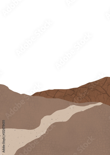 Abstract terracotta earthy landscapes. Collage abstract mountains.  