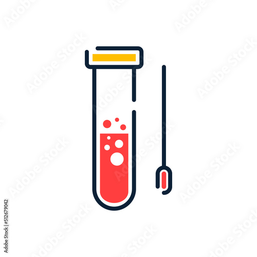 Covid pcr test vector line icon. Corona virus covid19 tube test medical laboratory