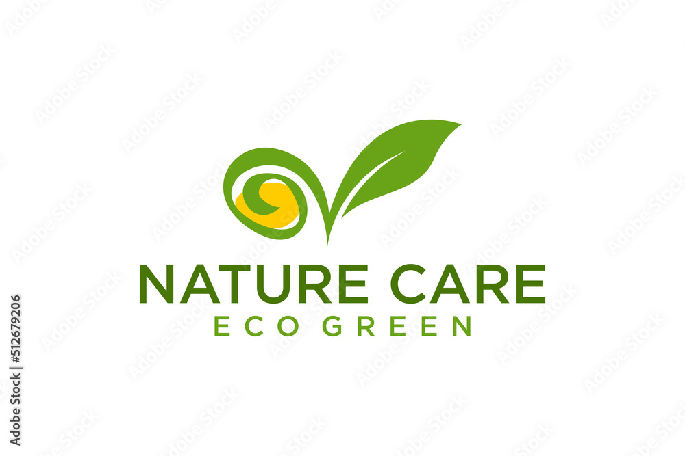 Fototapeta premium Leaf nature initial V logo design letter symbol organic plant farm eco health