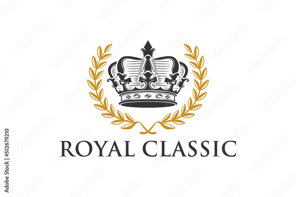 Laurel wreath crown logo design luxury golden elegant emblem king jewelry Laurel wreath crown logo design luxury golden elegant emblem king jewelry