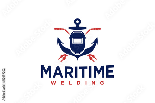 Shipyard welding logo design industrial ship manufacture ship building dockyard emblem metal work