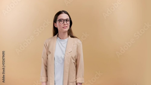 Mad young female employee about to have nervous atomic breakdown, burnout, eye problems.