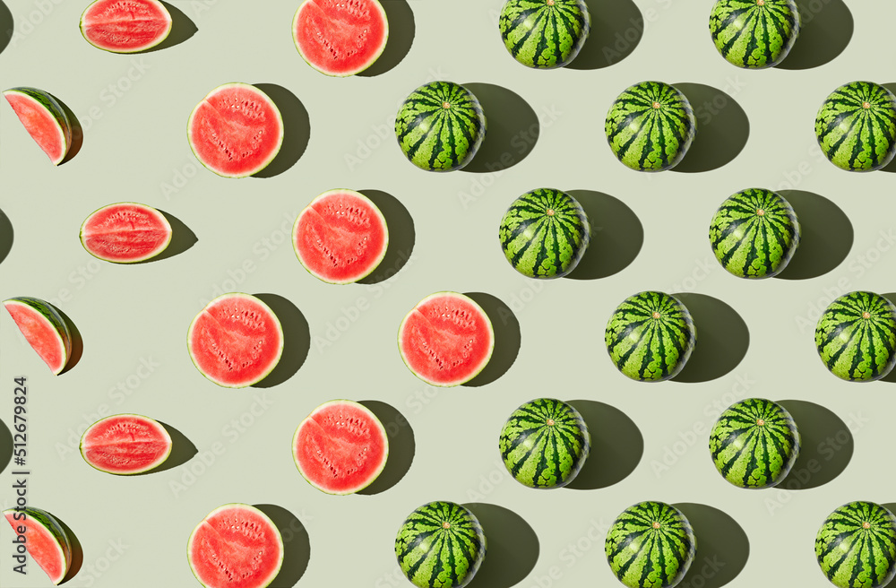 Pattern of watermelon on green pastel background Pattern of watermelon on green pastel background
