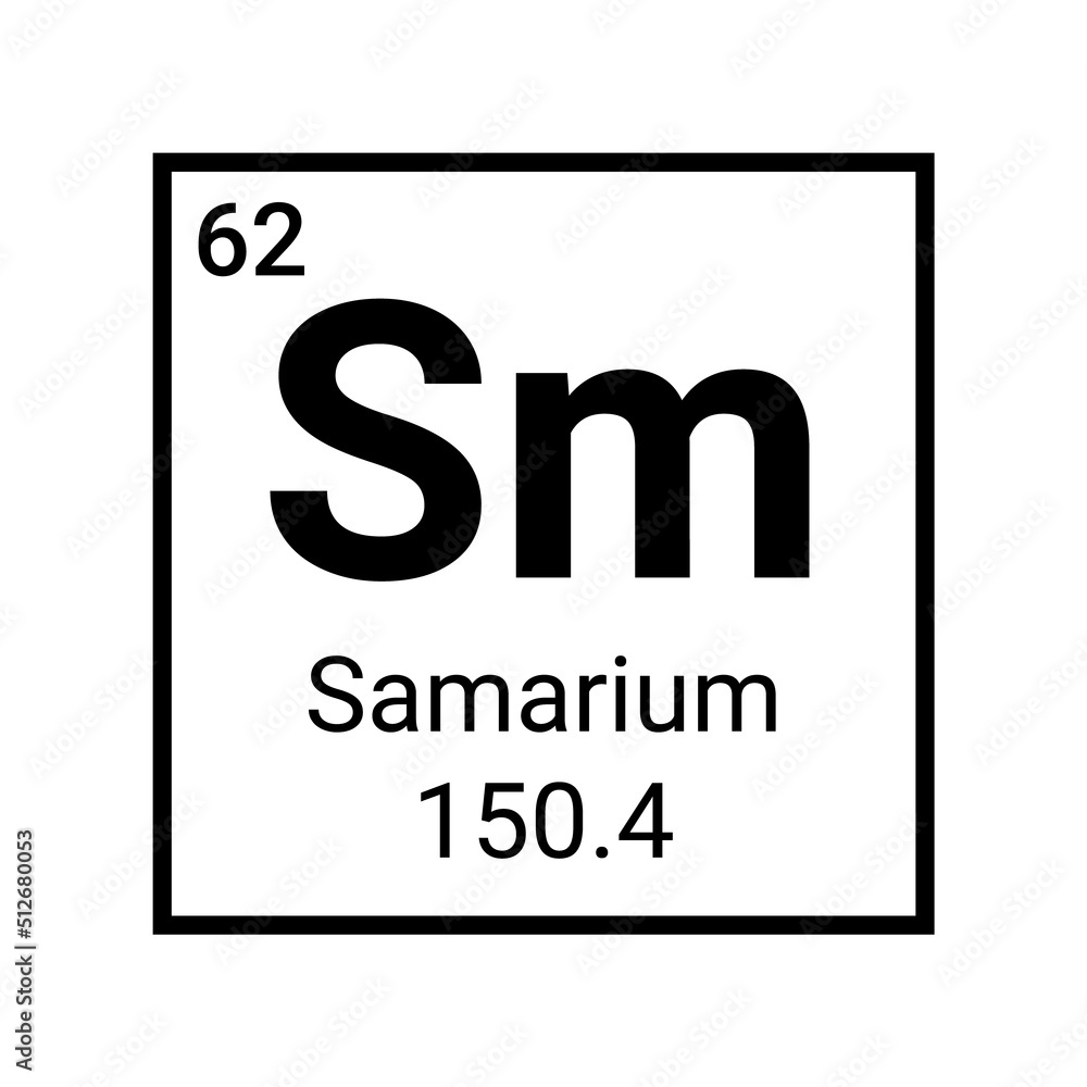 Samarium chemistry element icon. Chemical atom samarium element periodic table.