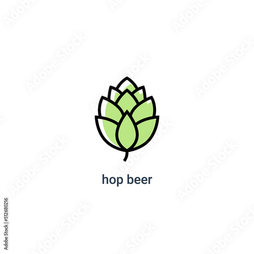 Hop icon vector beer cone pine illustration leaf art bud green decoration. Beer fresh hop logo icon isolated.
