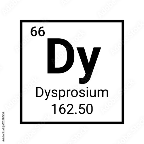 Dysprosium chemical element periodic table atom sign icon