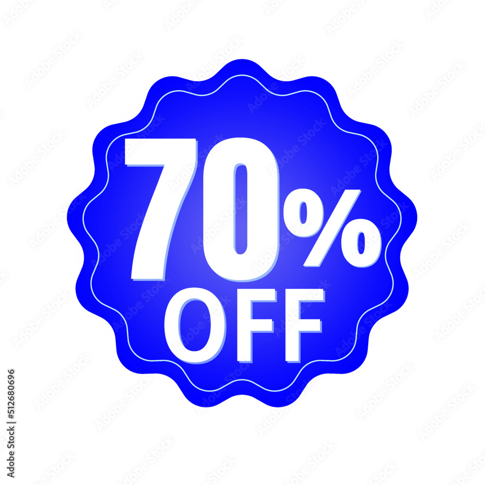 70% percent off (offer), with blue sticker design (banner) and luminosity detail in the center, online discount, mega sale, vector illustration, Seventy 70% percent off (offer), with blue sticker design (banner) and luminosity detail in the center, online discount, mega sale, vector illustration, Seventy