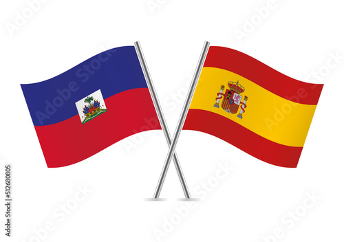 Haiti and Spain crossed flags. Haitian and Spanish flags on white background. Vector icon set. Vector illustration. Free Download Haiti and Spain crossed flags. Haitian and Spanish flags on white background. Vector icon set. Vector illustration. - GFXLoad