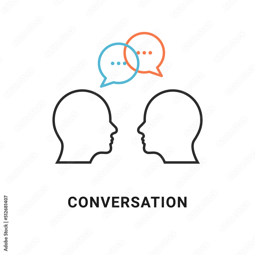 Talk conversation creative people communication person verbal interaction. Simple talk concept illustration