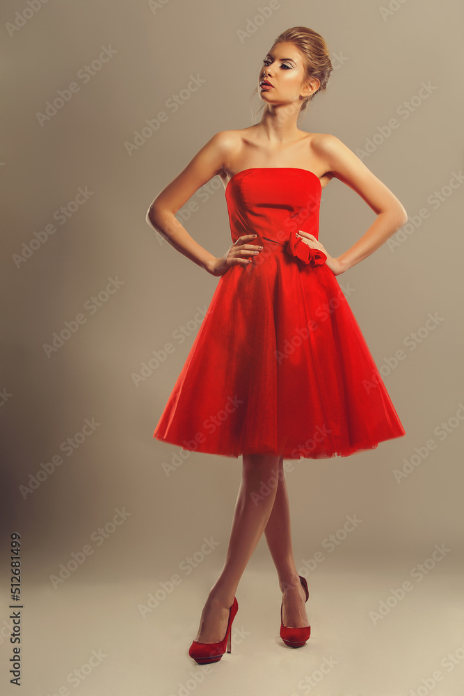 girl in red dress