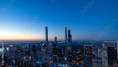 Print op canvas Sunset over New York City with Views of Central Park and Billionaires Row