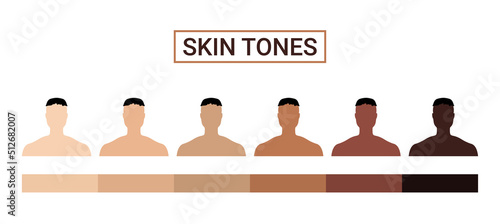 Skin tone color scale chart. Brown palette vector human skin infographic banner icon