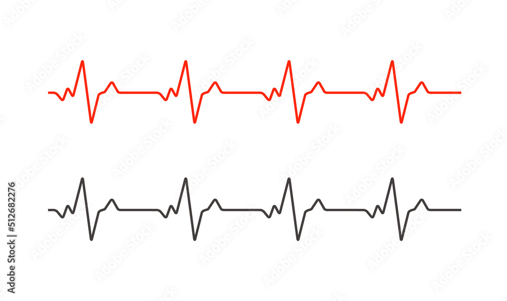 Heartbeat ecg electrocardiogram vector graph wave line. Ekg cardio heart beat cardiology frequency monitor