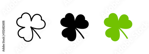 Shamrock vector clover icon, Irish shamrock leaf logo silhouette trefoil clipart art