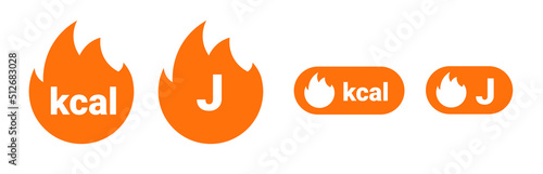 Energy fat burn kcal fire icon. Kilocalorie hot logo vector weight fitness flame graphic icon