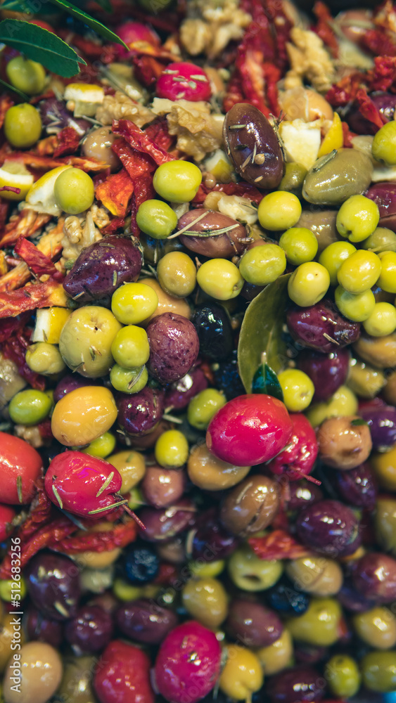 olives market stand rayon istanbul turkey background
