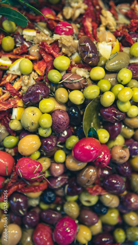 olives market stand rayon istanbul turkey background