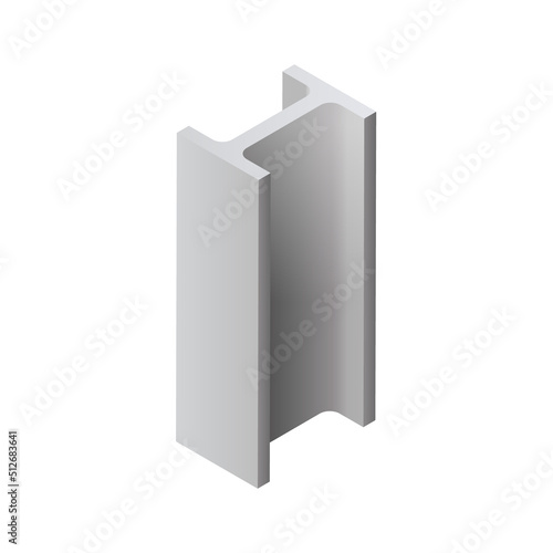 Metal steel rolled rail block construction girder material. Metal steel hard bar icon tube
