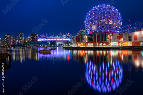 Science World, Olympic Village at night, Vancouver