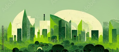 Green city sustainable living, conceptual illustration photo