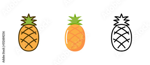Pineapple vector fruit logo icon. Tropical pineapple symbol illustration ananas exotic fruit design
