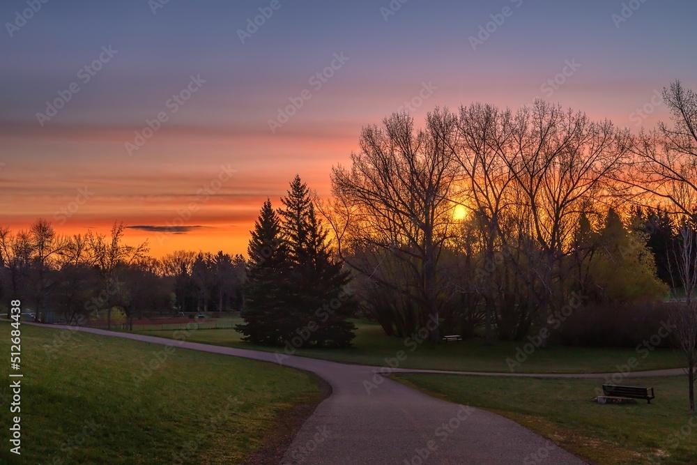 Sunrise Over A Spring Park In Calgary Sunrise Over A Spring Park In Calgary