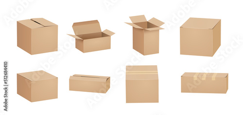 Vector cardboard box isolated brown card open cardbox. Packaging open box carton delivery packet © kolonko