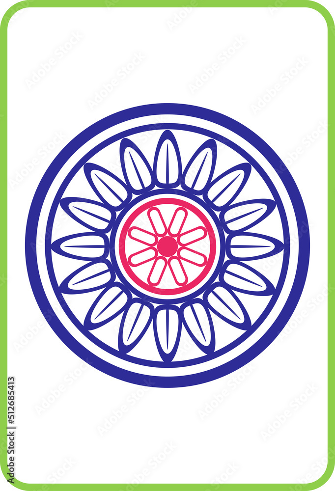 麻雀牌のカラーイラストアイコン 一筒 Stock Vector | Adobe Stock