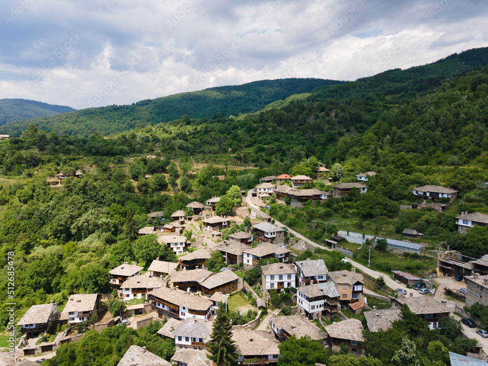 Aerial view of Village of Kovachevitsa, Bulgaria