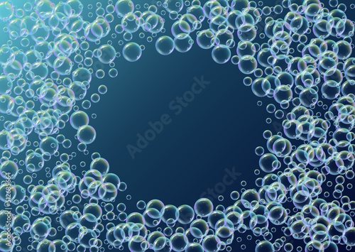 Soap bubble. Detergent bath foam and suds for bathtub. Shampoo.