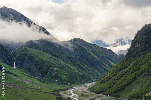 Dariali Gorge surrounded by the Caucasus Mountains, Georgia, Europe. High quality photo