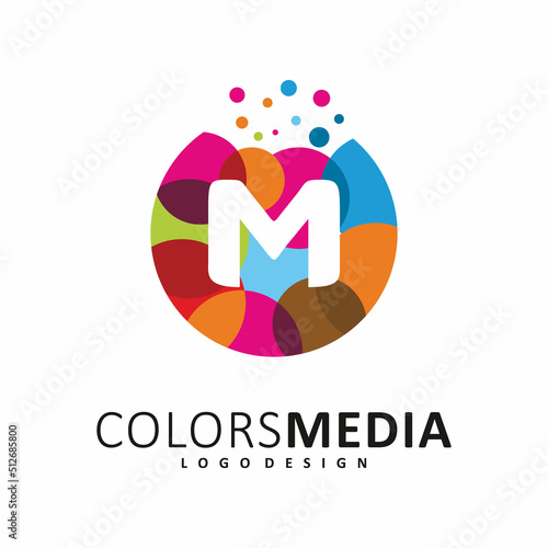 multi colors initial m letter  logo design