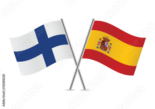 Finland and Spain crossed flags. Finish and Spanish flags on white background. Vector icon set. Vector illustration. Free Download Finland and Spain crossed flags. Finish and Spanish flags on white background. Vector icon set. Vector illustration. - GFXLoad