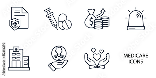 medicare icons set . medicare pack symbol vector elements for infographic web photo
