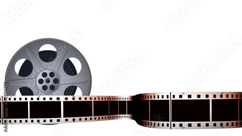 Animated film reel and filmstrip photo