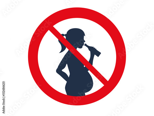 Do not drink alcohol during pregnancy, prohibition sign icon
