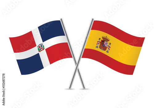 The Dominican Republic and Spain crossed flags. Dominican and Spanish flags on white background. Vector icon set. Vector illustration. Free Download The Dominican Republic and Spain crossed flags. Dominican and Spanish flags on white background. Vector icon set. Vector illustration. - GFXLoad